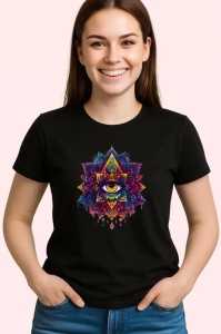 Tricou Ochi mandala amestec eclipsa contrastanta, Copii | Dama | Barbat , tricou negru - Img 3