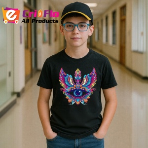 Tricou Ochi mandala aripi fantastice pasare, Copii | Dama | Barbat , tricou negru - Img 5