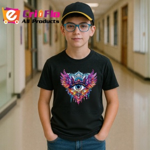 Tricou Ochi mandala aripi mistice roz, Copii | Dama | Barbat , tricou negru - Img 6