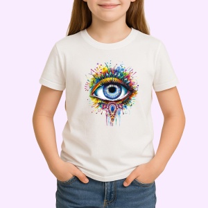 Tricou ochi mandala curcubeu stropi acuarela, Copii | Dama | Barbat - Img 3