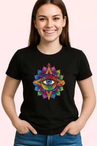 Tricou Ochi mandala floare mandala calm, Copii | Dama | Barbat , tricou negru