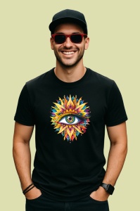 Tricou Ochi mandala floare soare radianta, Copii | Dama | Barbat , tricou negru - Img 3