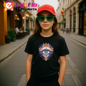 Tricou Ochi mandala picatura centrala majestuoasa, Copii | Dama | Barbat , tricou negru - Img 5