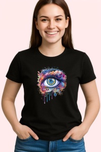 Tricou Ochi mandala profunzime abstracta fumurie, Copii | Dama | Barbat , tricou negru - Img 3