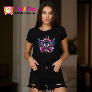 Tricou Ochi mandala simetrie aripi ton intunecat, Copii | Dama | Barbat , tricou negru - Img 8