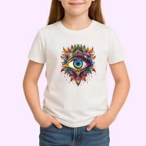 Tricou ochi mandala spirala aurie intensa, Copii | Dama | Barbat - Img 3