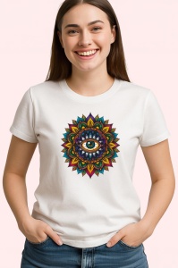 Tricou ochi mandala tribal verde portocaliu, Copii | Dama | Barbat