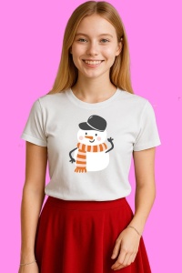 Tricou Om De Zapada Cu Caciula Neagra Si Fular Portocaliu, din bumbac 100%, tricou alb, Copii | Dama | Barbat
