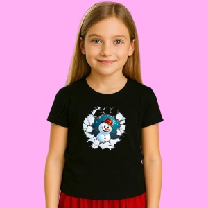 Tricou Om De Zapada Cu Palarie Rosie Si Fundal Alb Craciun, din bumbac 100% Copii | Dama | Barbat - Img 2