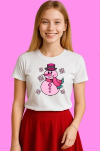 Tricou Om De Zapada Roz Cu Caciula Si Fular, din bumbac 100%, tricou alb, Copii | Dama | Barbat - Img 4