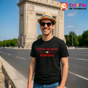 Tricou ORAS CURTEA DE ARGES Negru |Colectia Tricouri Romania - Img 4