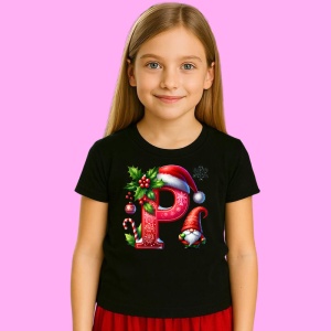 Tricou P Litere Craciun Cu Spiridus Si Caciula Mos, din bumbac 100% Copii | Dama | Barbat