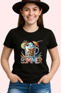 Tricou Pahar cu leopard print text summer bautura tropicala cu gheata Copii | Dama | Barbat Barbat - Img 7