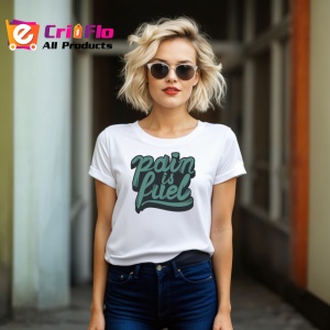 Tricou Pain Is Fuel Text Gri Stilizat V1, din bumbac 100% , tricou alb pentru Copii | Dama | Barbat - Img 8