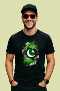Tricou Pakistan Steag Splash Art, Copii | Dama | Barbat, culoare negru - Img 2
