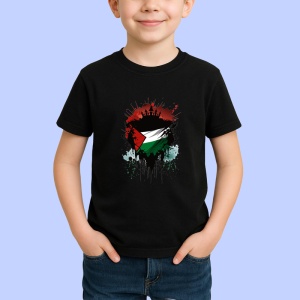 Tricou Palestine Steag Splash Art, Copii | Dama | Barbat, culoare negru - Img 3