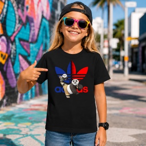 Tricou Panda Po Albastru Rosu Logo Karate Kid Urban Fashion, din bumbac 100%, tricou negru, Copii | Dama | Barbat - Img 7