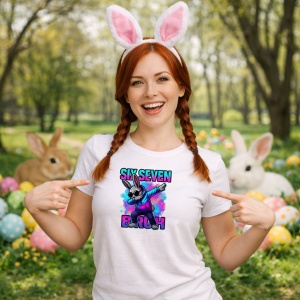 Tricou Paste 67 Bunny Six Seven Bruh Easter Meme, din bumbac 100%, tricou alb, Copii | Dama | Barbat - Img 9
