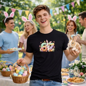 Tricou Paste 67 Donut Easter Oua Colorate Funny Cute, din bumbac 100%, tricou negru, Copii | Dama | Barbat - Img 7