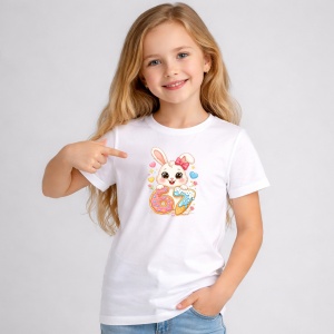 Tricou Paste 67 Easter Bunny Cute Pastel Oua Colorate, din bumbac 100%, tricou alb, Copii | Dama | Barbat