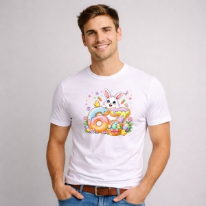 Tricou Paste 67 Iepuras Funny Oua Colorate Pastel, din bumbac 100%, tricou alb, Copii | Dama | Barbat