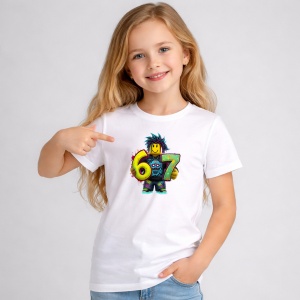 Tricou Paste 67 Roblox Boy Neon Drip Color Splash Outfit, din bumbac 100%, tricou alb, Copii | Dama | Barbat