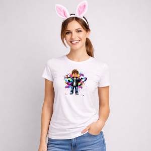 Tricou Paste 67 Roblox Boy Street Style Color Splash, din bumbac 100%, tricou alb, Copii | Dama | Barbat - Img 3
