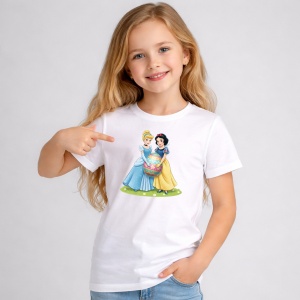 Tricou Paste Cinderella Alba Ca Zapada Paste Cos Comun Oua, din bumbac 100%, tricou alb, Copii | Dama | Barbat - Img 2