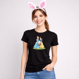 Tricou Paste Cinderella Alba Ca Zapada Paste Cos Comun Oua, din bumbac 100%, tricou negru, Copii | Dama | Barbat - Img 1