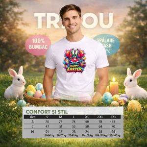 Tricou Paste Crab Happy Easter Oua Colorate Colorat Vibrant, din bumbac 100%, tricou alb, Copii | Dama | Barbat - Img 6