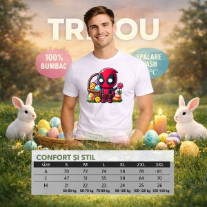 Tricou Paste Deadpool Paste Oua Colorate Cos, din bumbac 100%, tricou alb, Copii | Dama | Barbat - Img 6