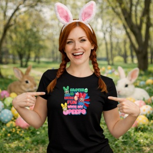 Tricou Paste Easter Is More Fun With My Peeps Iepurasi Colorati, din bumbac 100%, tricou negru, Copii | Dama | Barbat - Img 9