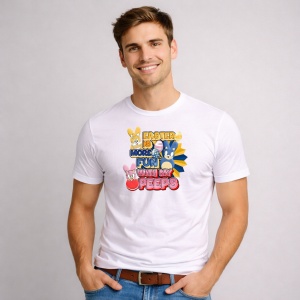 Tricou Paste Easter Is More Fun With My Peeps Iepurasi Roz, din bumbac 100%, tricou alb, Copii | Dama | Barbat