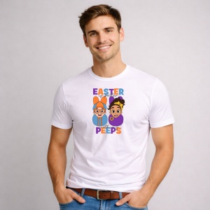 Tricou Paste Easter Peeps Colorati Ilustratie, din bumbac 100%, tricou alb, Copii | Dama | Barbat - Img 3