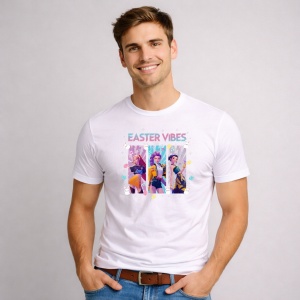 Tricou Paste Easter Vibes Kpop Grup Fashion Pastel, din bumbac 100%, tricou alb, Copii | Dama | Barbat - Img 2
