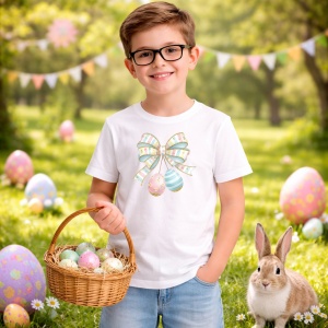 Tricou Paste Fundita Alba Pastel Cu Oua Decorative Cute, din bumbac 100%, tricou alb, Copii | Dama | Barbat - Img 5