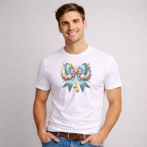 Tricou Paste Fundita Albastra Cu Oua Si Pene Decor Paste, din bumbac 100%, tricou alb, Copii | Dama | Barbat - Img 3