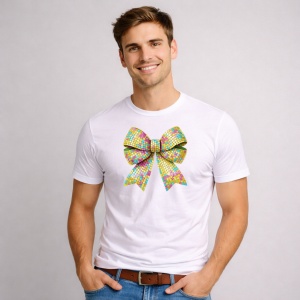 Tricou Paste Fundita Mozaic Colorata Stil Disco Easter, din bumbac 100%, tricou alb, Copii | Dama | Barbat - Img 2