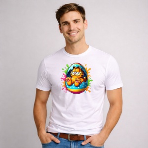 Tricou Paste Garfield Paste Ou Colorat Splash, din bumbac 100%, tricou alb, Copii | Dama | Barbat - Img 3