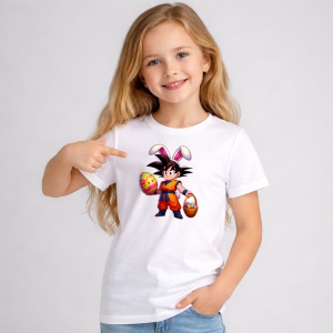 Tricou Paste Goku Dragon Ball Paste Oua Colorate Cos, din bumbac 100%, tricou alb, Copii | Dama | Barbat - Img 1