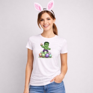 Tricou Paste Hulk Paste Oua Colorate Forta Verde, din bumbac 100%, tricou alb, Copii | Dama | Barbat