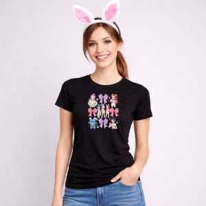 Tricou Paste Huntrix Kpop Coquette Bows Set Pastel Aesthetic, din bumbac 100%, tricou negru, Copii | Dama | Barbat - Img 3