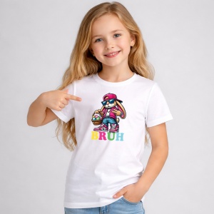 Tricou Paste Iepuras Streetwear Bruh Urban Cool Style, din bumbac 100%, tricou alb, Copii | Dama | Barbat