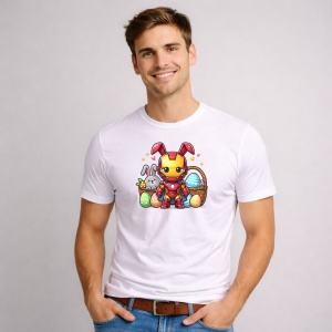 Tricou Paste Iron Man Paste Cos Oua Colorate, din bumbac 100%, tricou alb, Copii | Dama | Barbat