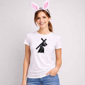 Tricou Paste Isus Cu Cruce Silueta Simbol Crestin Religios, din bumbac 100%, tricou alb, Copii | Dama | Barbat - Img 3