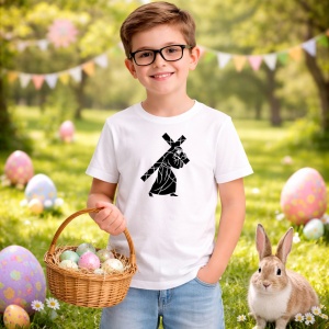 Tricou Paste Isus Cu Cruce Silueta Simbol Crestin Religios, din bumbac 100%, tricou alb, Copii | Dama | Barbat - Img 5