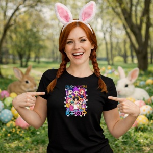 Tricou Paste Kpop Demon Hunters Anime Girl Grup Cute Style, din bumbac 100%, tricou negru, Copii | Dama | Barbat - Img 9