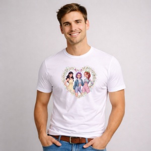 Tricou Paste Kpop Girls Inima Floral Pastel Aesthetic, din bumbac 100%, tricou alb, Copii | Dama | Barbat - Img 2