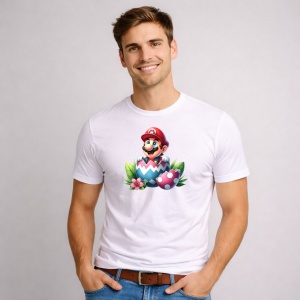 Tricou Paste Mario Paste Ou Spart Colorat Iepuras, din bumbac 100%, tricou alb, Copii | Dama | Barbat - Img 2