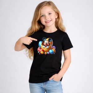 Tricou Paste Mickey Mouse Paste Ou Spart Colorat Decor, din bumbac 100%, tricou negru, Copii | Dama | Barbat - Img 2